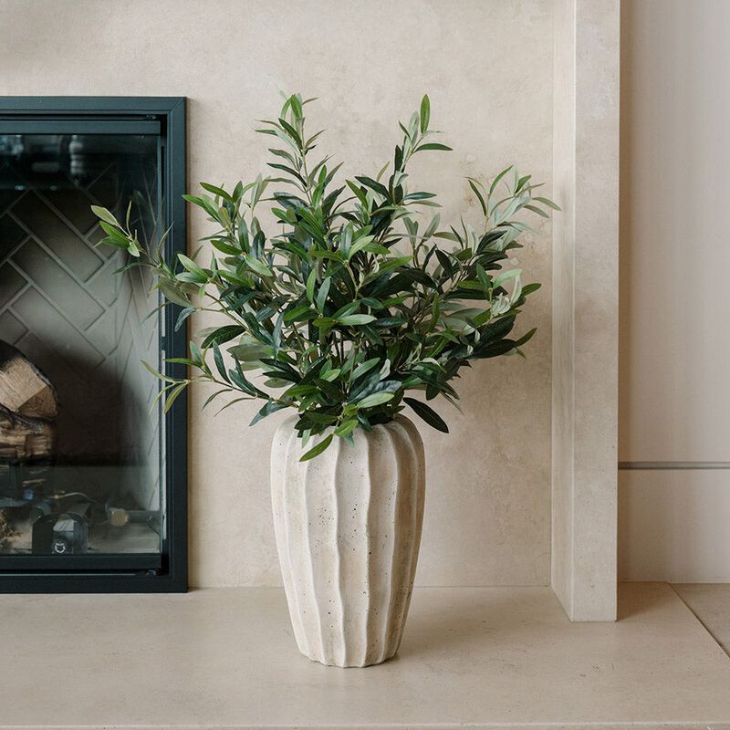30" Faux Olive Arrangement in Artisan Vase image number 1