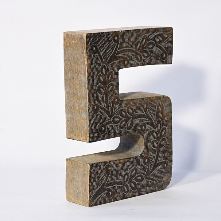 Vintage Gray Handmade Eco-Friendly "5" Numeric Number For Wall Mount & Table Top Décor