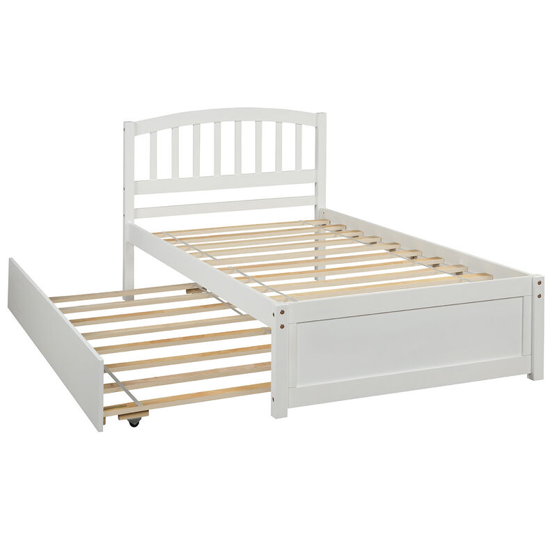 Whisen Elegant Design Twin size Platform Bed with Trundle - Gray