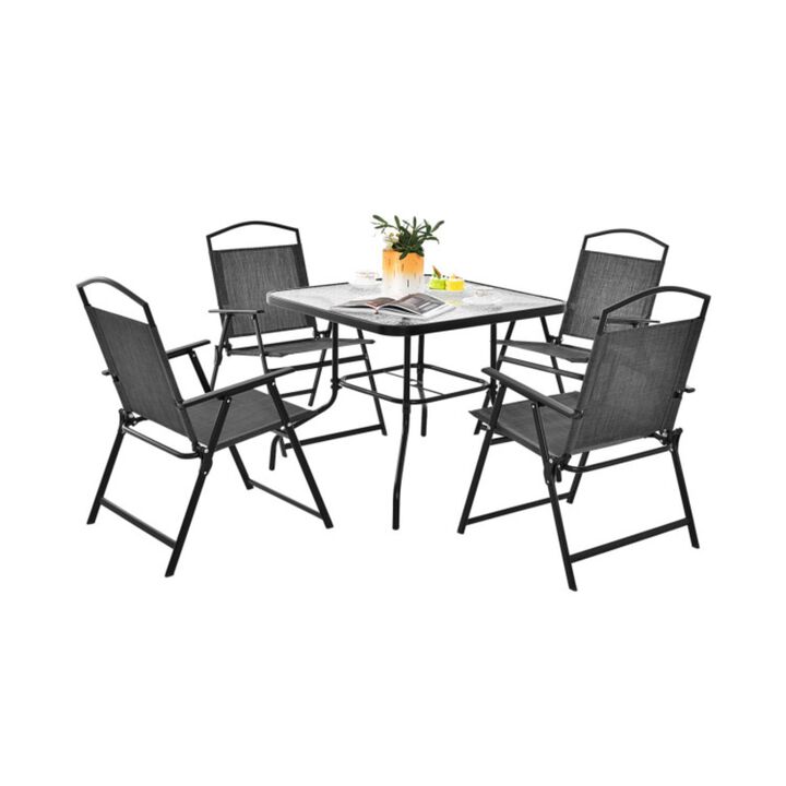 Hivvago Patio Dining Set for 4 with Umbrella Hole-Gray