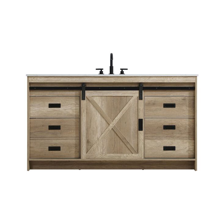 Elegant Kitchen and Bath Austin 60 Inch Single Bathroom Vanity In Natural Oak