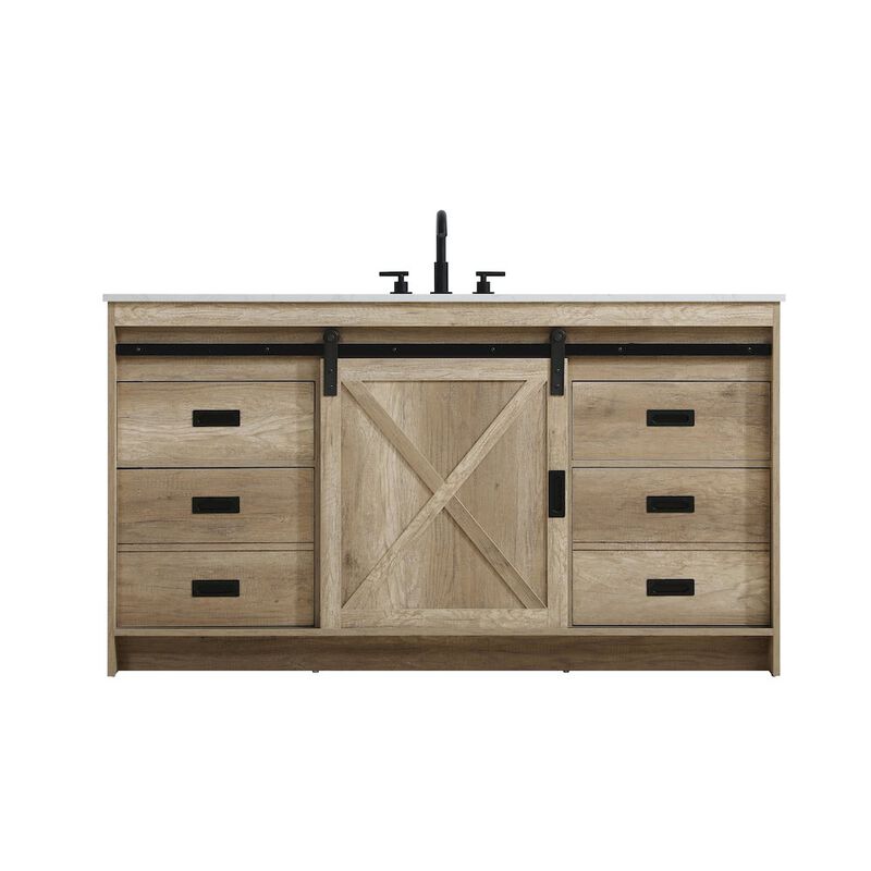 Elegant Kitchen and Bath Austin 60 Inch Single Bathroom Vanity In Natural Oak