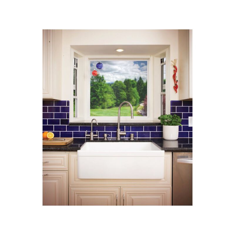 ALFI brand White 30 Decorative Lip Apron Single Bowl Fireclay Farmhouse Kitchen Sink