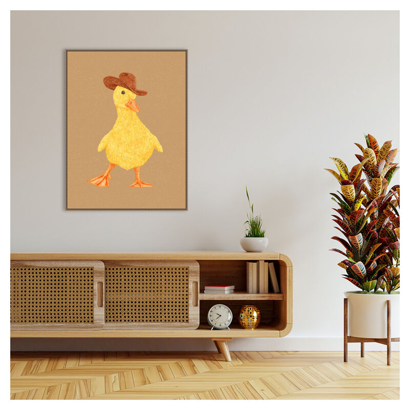 Daphne the Cowgirl Duckling by Anyone Can Yeehaw Framed Canvas Wall Art
