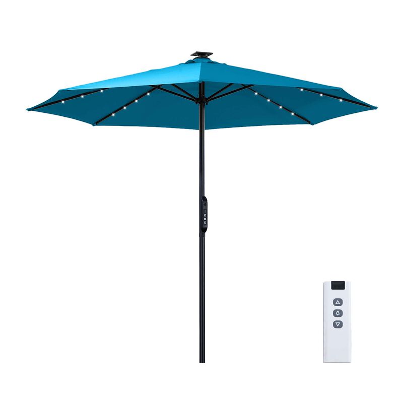 Mondawe 10FT LED Light Market Umbrella One-Touch Electric Patio Umbrella with Remote, Tan image number 0