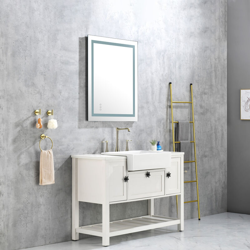 LED Bathroom Mirror with Frontlit and Backlit Modern Lighting for Clear Reflection and Ambient Glow