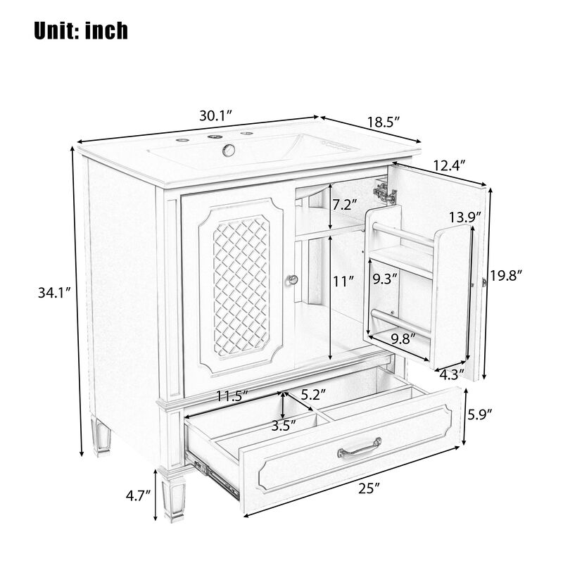 Merax Freestanding Bathroom Vanity with Sink