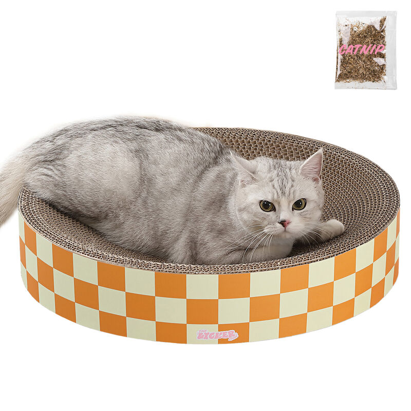Nelson Modern Cardboard Round Bowl Cat Scratcher with Catnip
