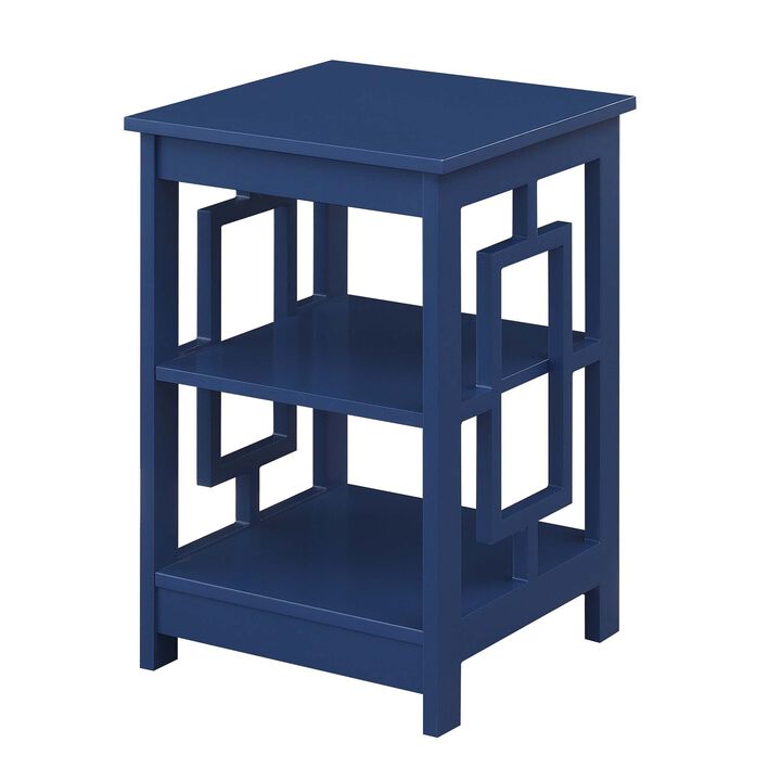 Convenience Concepts Town Square End Table with Shelves, 15.75" L x 15.75" W x 23.5" H, Cobalt Blue