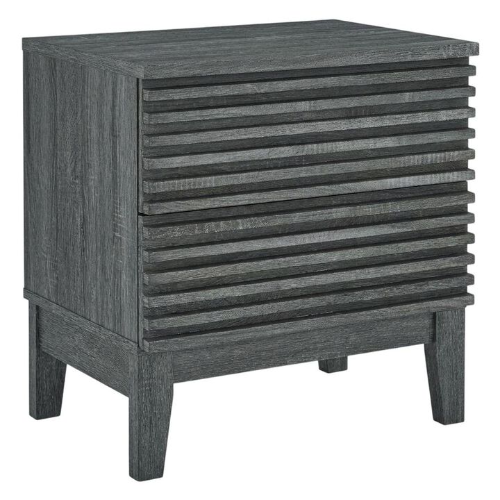 Two-Drawer Nightstand in Brown Modern Finish with Stylish Design