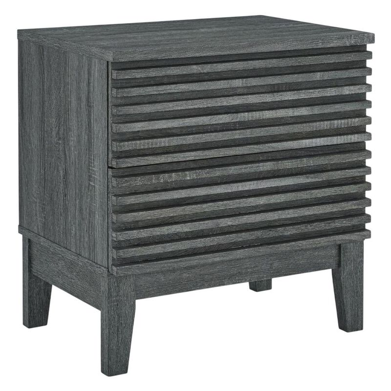 Two-Drawer Nightstand in Brown Modern Finish with Stylish Design image number 0