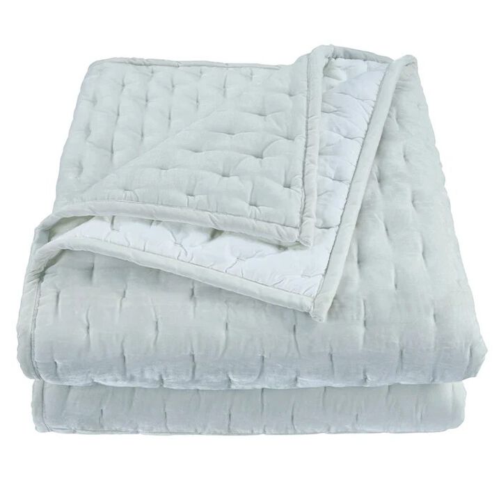 Stella Pintuck Light Blue King Quilt Set