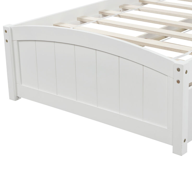 Whisen Modern Design Twin Size Platform Bed with Trundle - White