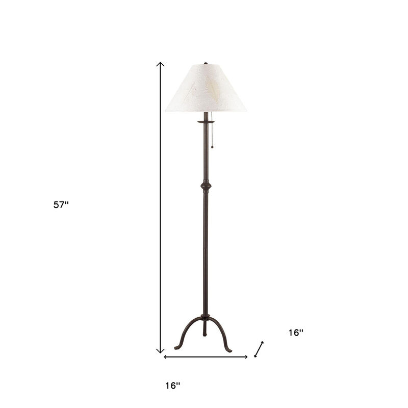 HomeRoots 57" Black Traditional Shaped Floor Lamp With White Empire Shade image number 4