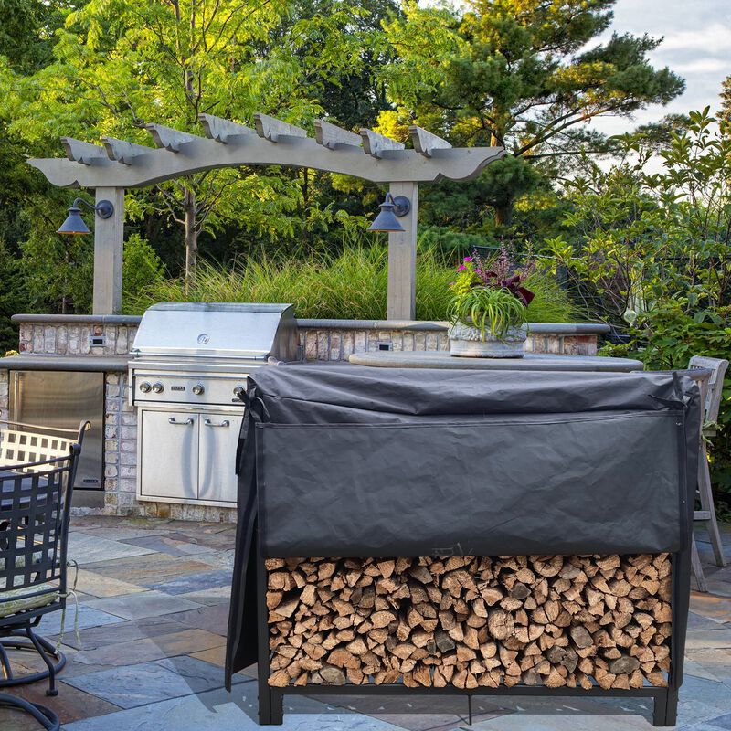 4ft Firewood Rack Stand Logs Holder for Outdoor Indoor Fireplace Metal Wood Pile image number 2