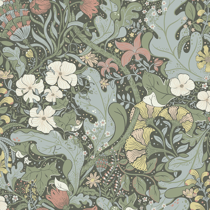 Elise Green Nouveau Gardens Wallpaper (Set of 2)