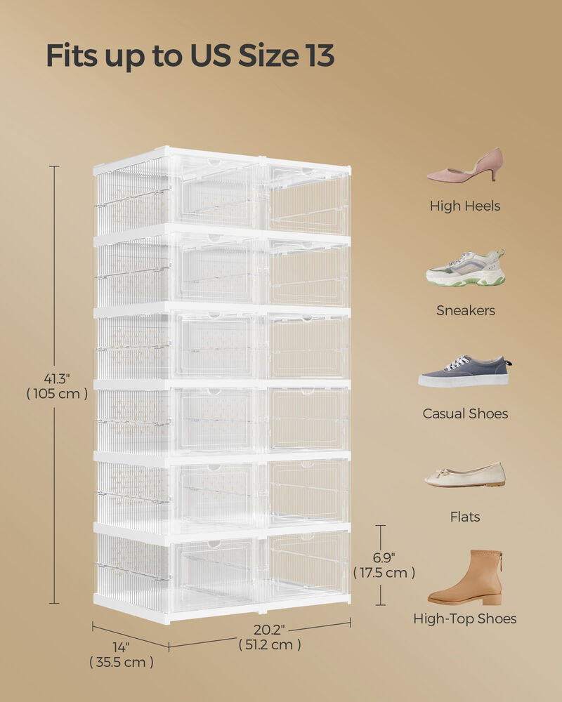 Pack of 12 Stackable Shoe Boxes Transparent image number 5