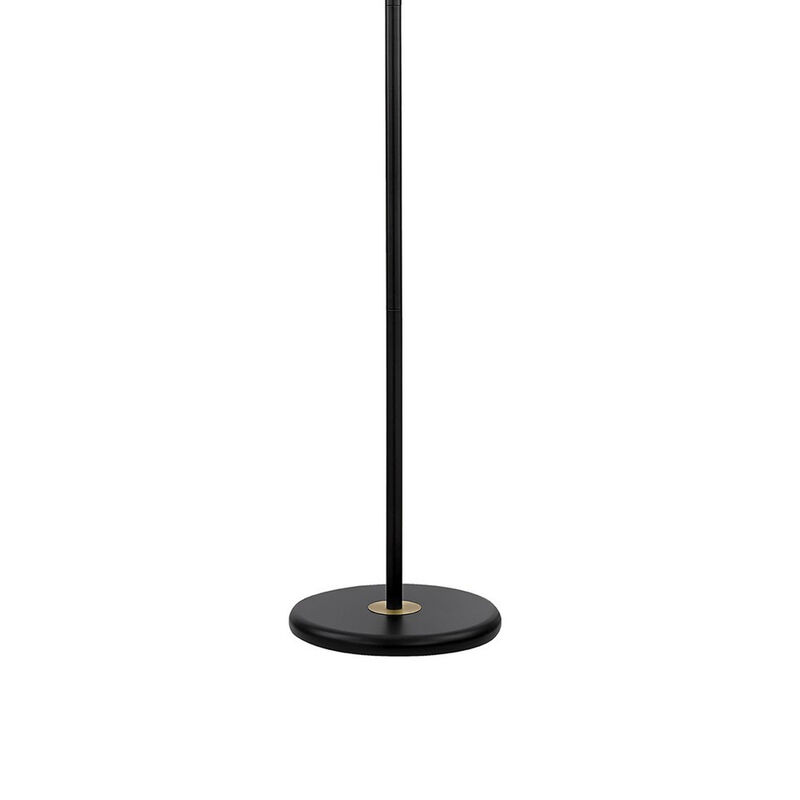 Tubular Metal Floor Lamp with Horn Style Shade, Black-Benzara