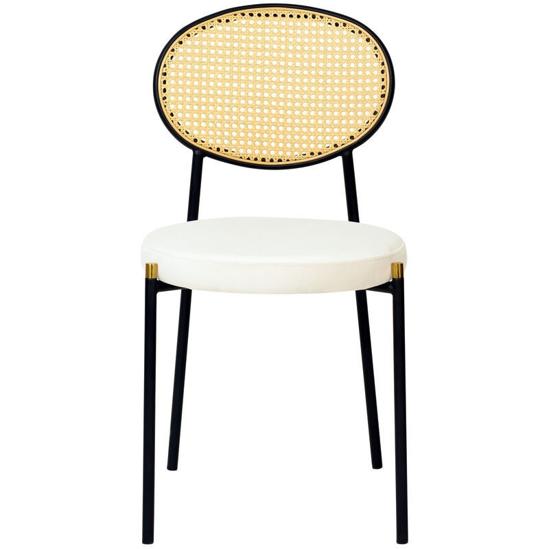 LeisureMod Euston Modern Dining Chair with Wicker Back and Velvet Seat, Indoor Kitchen, Dining Room, Home, Contemporary Side Chair Seating