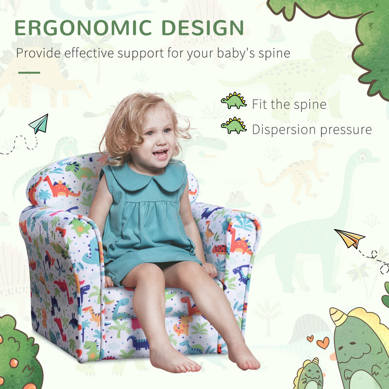 Hivvago Dinosaur Kids Armchair with Plush Padding image number 4