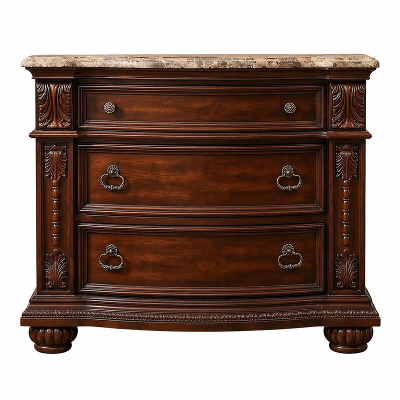 Valcrissiq Marble-Top 3-Drawer Nightstand image number 0