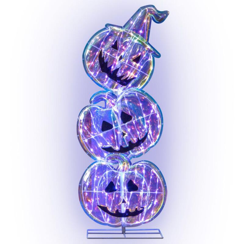 Standing 150 LED Lighted Pumpkin Halloween Decoration with Base image number 0