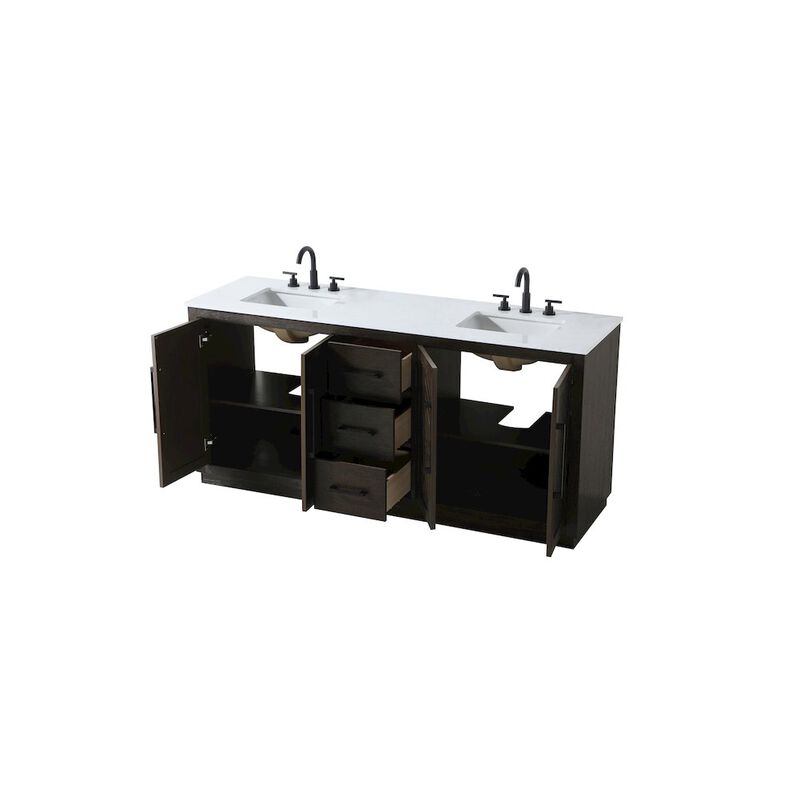 Elegant Kitchen and Bath 72 inch Double Bathroom Vanity in Chocolate Oak