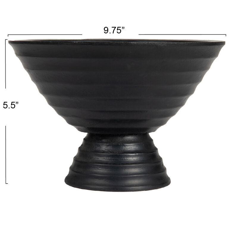 Boho Wood Pedestal Serving Bowl, Light Brown Finish image number 2