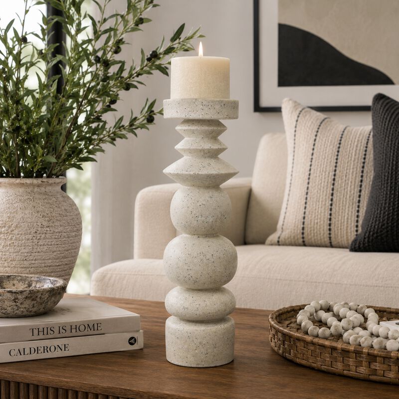 Josi Tabletop D&eacute;cor Candle Holder, Sculpted Turned Resin image number 8