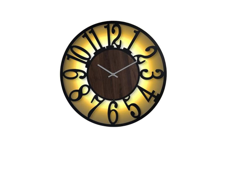 Lighted Rustic Wood Remote Timer Farmhouse Wall Clock Silent Battery Operated