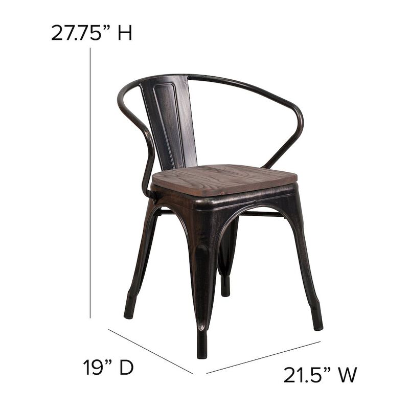 Metal/Wood Colorful Restaurant Chairs image number 3