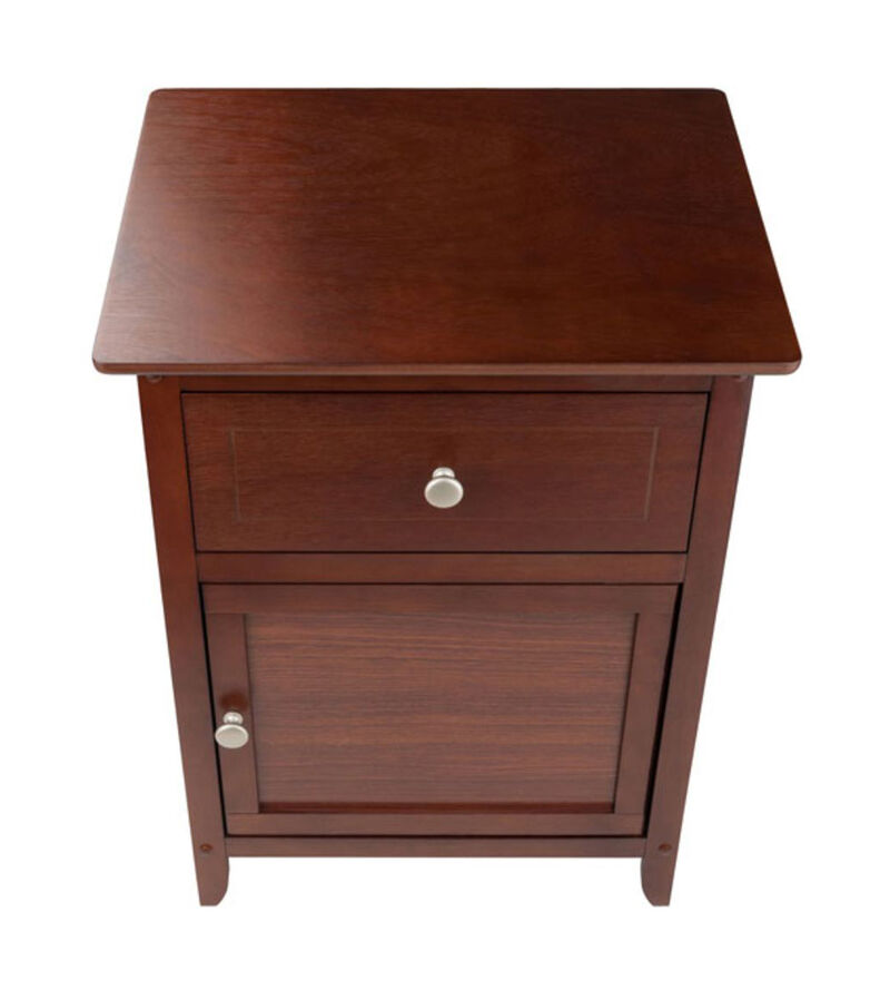 Winsome Night Stand/ Accent Table With Drawer And Cabinet For Storage, Knob Handle