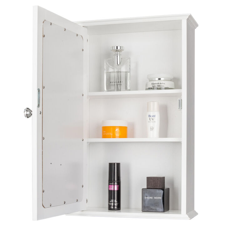 Wall-Mounted Bathroom Cabinet with Single Mirror Door & Shelf Space-Saving Storage Solution