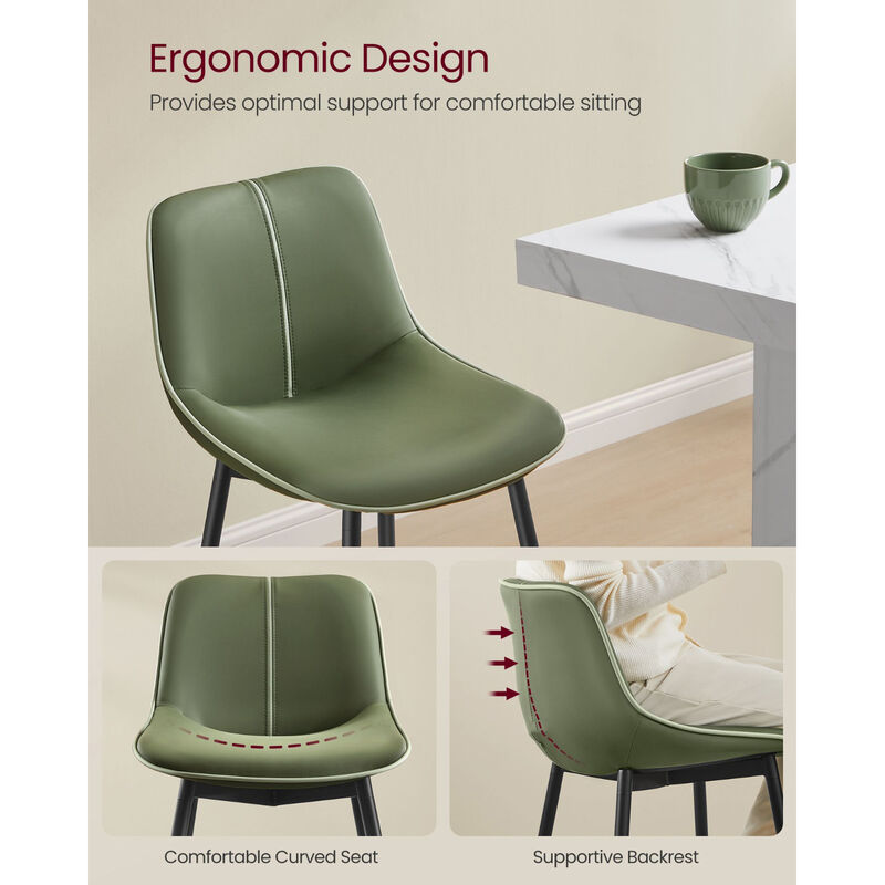 Set of 2 Bar Height Stools &ndash; Modern Tall Chairs with Back Support & Sturdy Base for Home Bar or Countertop