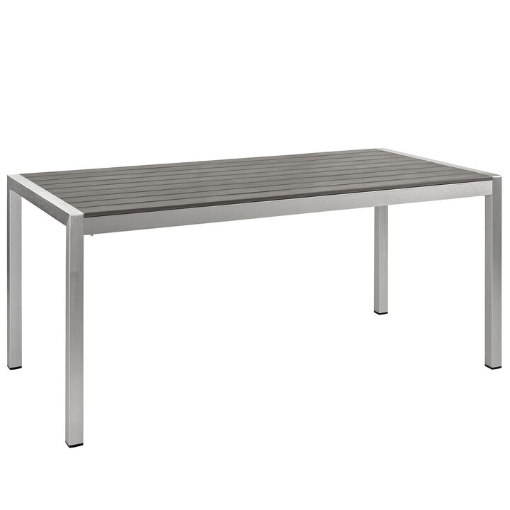 Modway - Shore Outdoor Patio Aluminum Dining Table Silver Gray