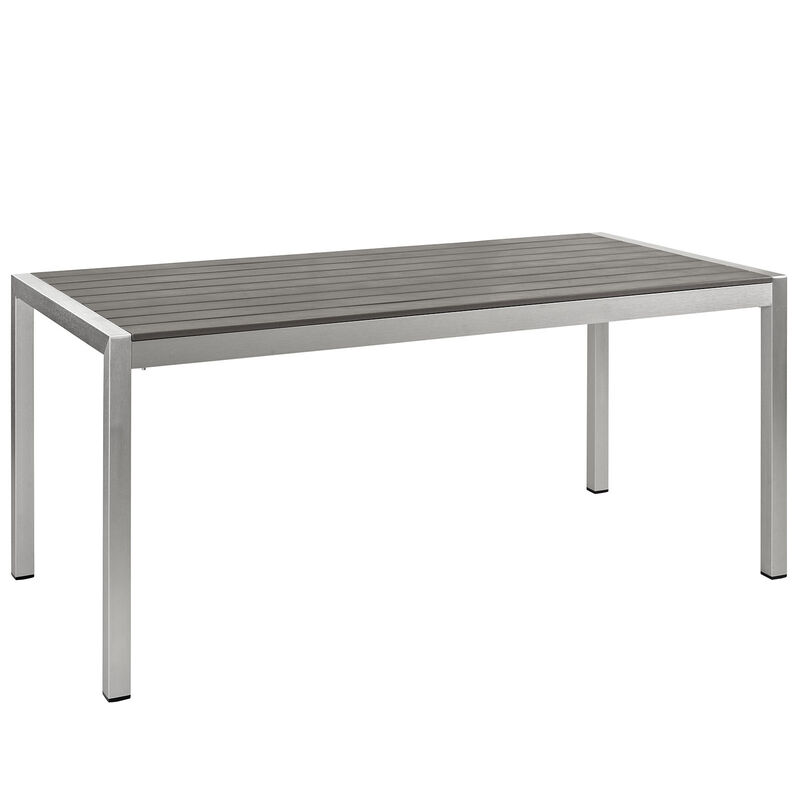 Modway - Shore Outdoor Patio Aluminum Dining Table Silver Gray image number 0