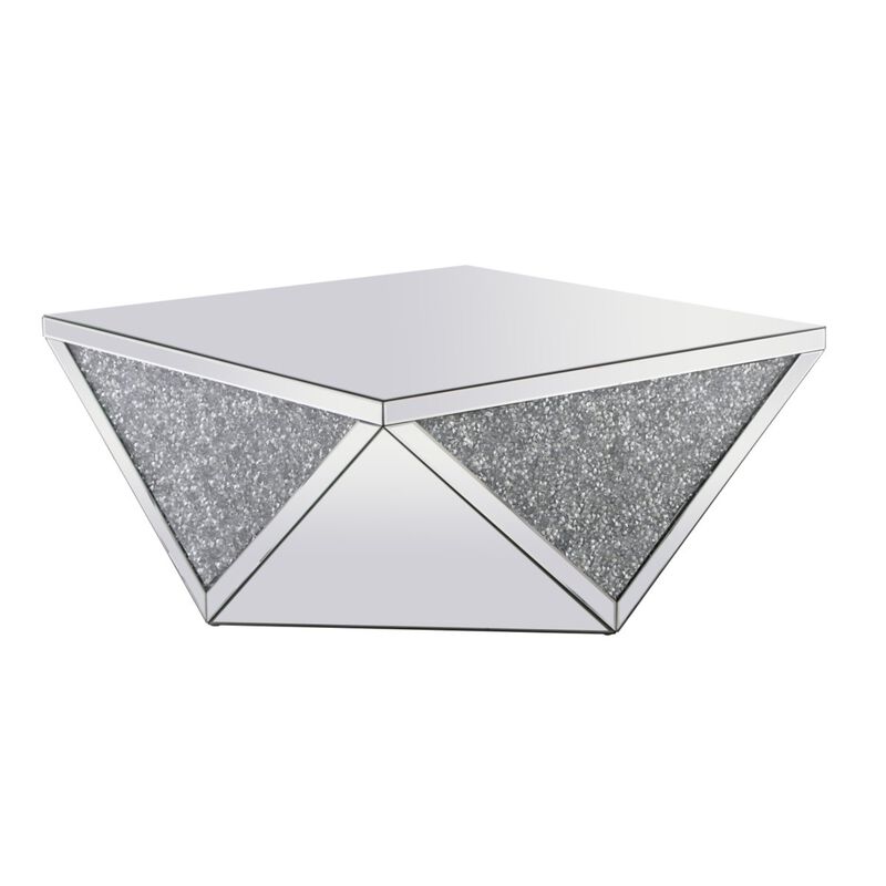 38 inch Square Crystal Coffee Table Silver Royal Cut Crystal