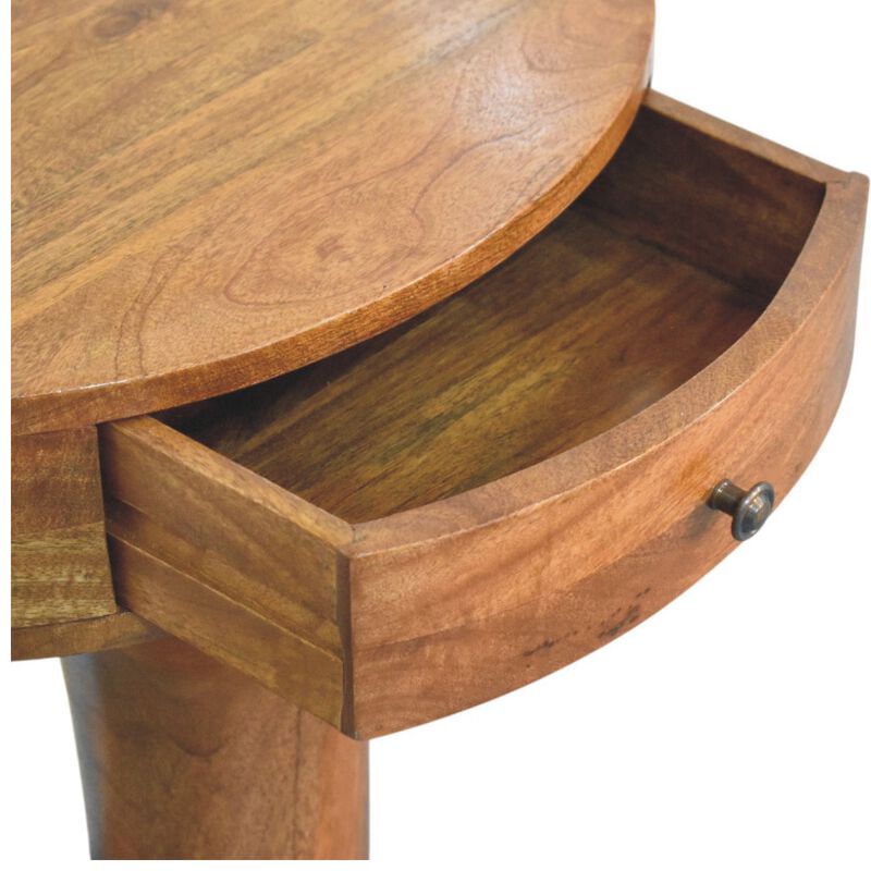 Artisan Furniture Solid Wood Pedestal Curved Bedside , Brown image number 6