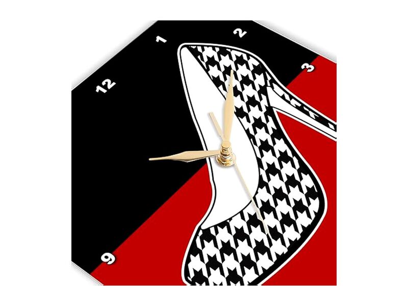 I Love Shoes Houndstooth High Heel Black Wall Clock 10 Inch Home Decor image number 3