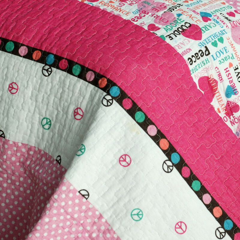 3-Piece Cotton Vermicelli Quilted Striped Printed Quilt Set with Matching Shams image number 3