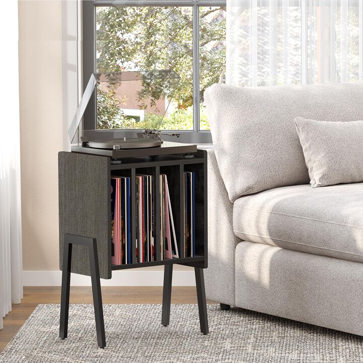 TUTOTAK Record Player Stand, Record Storage Table, End Table with Vinyl Holder Display Shelf, Side Table, Turntable Stand, Night