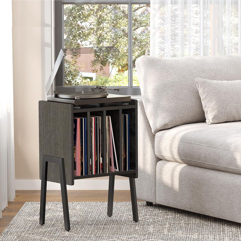 TUTOTAK Record Player Stand, Record Storage Table, End Table with Vinyl Holder Display Shelf, Side Table, Turntable Stand, Night