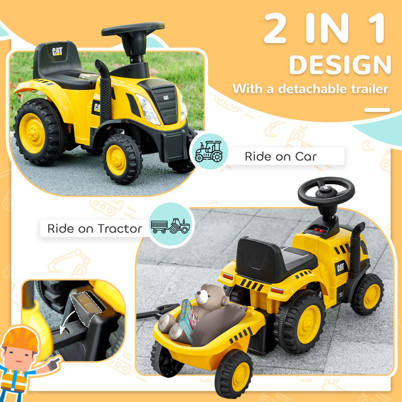 BreeBe Caterpillar Licensed Ride-On Construction Toy with Shovel & Trailer, No Power Ride-on Tractor image number 4