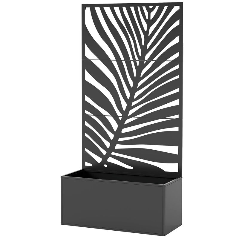 Hivvago Large Raised Garden Planter with Leaf Cut-Out Trellis image number 0