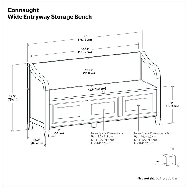 Simpli Home Connaught Wide Entryway Storage Bench image number 8