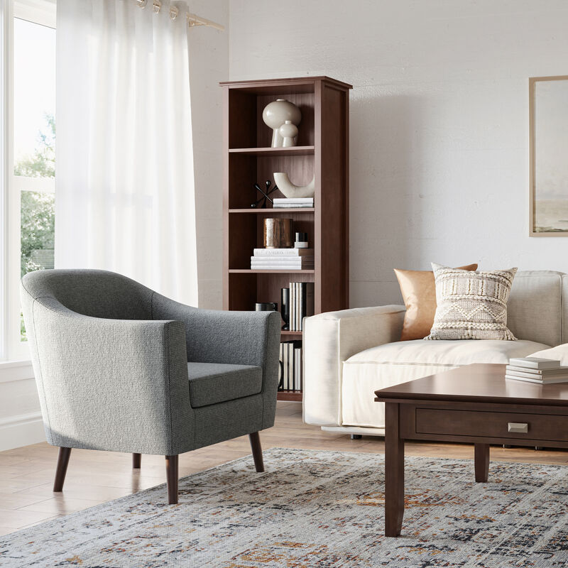 Thorne 30 inch Wide Contemporary Accent Chair in Shadow Grey Linen look fabric