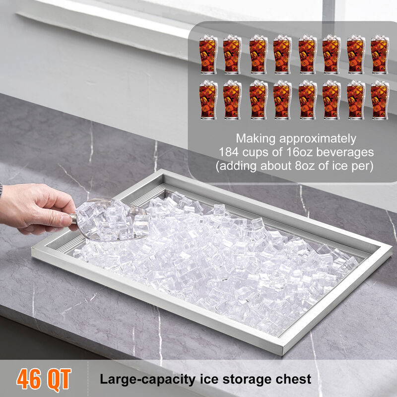 VEVOR 22"x17"x12" Drop in Ice Chest Ice Cooler Ice Bin Stainless Steel w/Cover image number 1