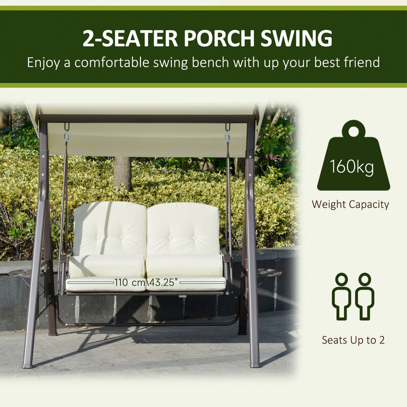 Hivvago 2-Person Patio Swing with Adjustable Canopy & Tray image number 4