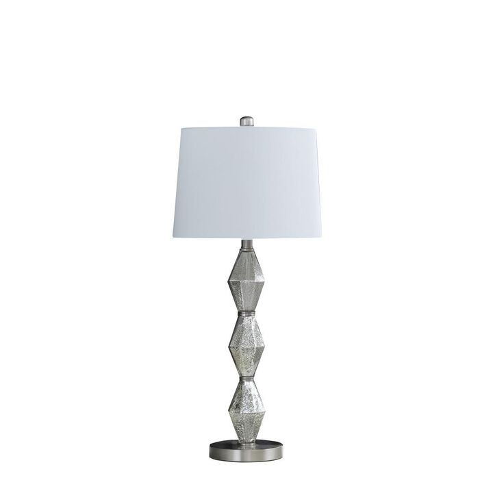 Hivvago 30" Brushed Silver Geo Glass Table Lamp With White Shade