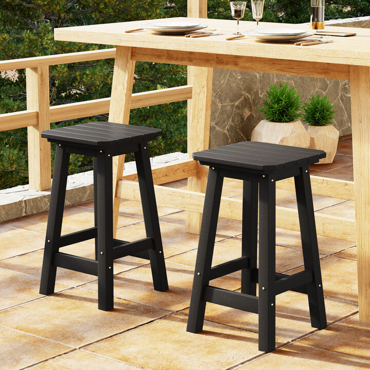 WestinTrends 24" HDPE Outdoor Patio Counter High Backless Square Bar Stools Set of Two